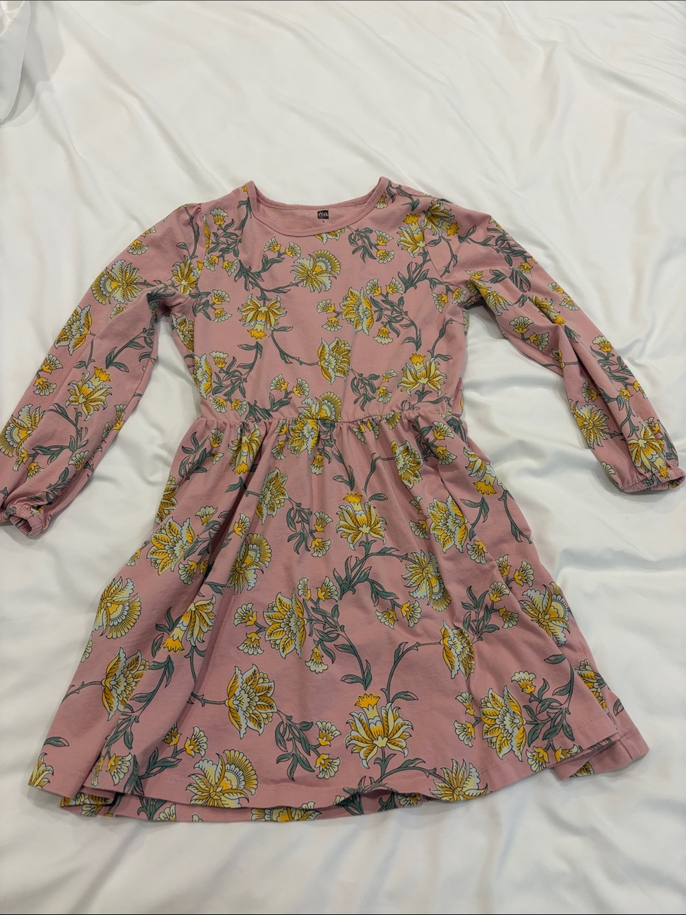 Tea Collection Pink Floral Long Sleeve Knit Dress